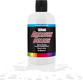 U.S. Art Supply Opaque White Acrylic Special Effects Airbrush Paint - 8oz Ready to Spray Air Brush Paint for Nails, Models, Fabric - Water-Based Air Brush Painting