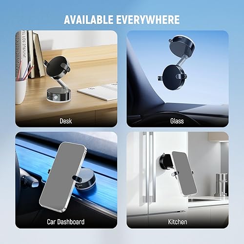 Miniatura 5 de NEEWER Versión de nivel de entrada, soporte magnético para teléfono celular, soporte plegable con ventosa al vacío para tu parabrisas de automóvil,