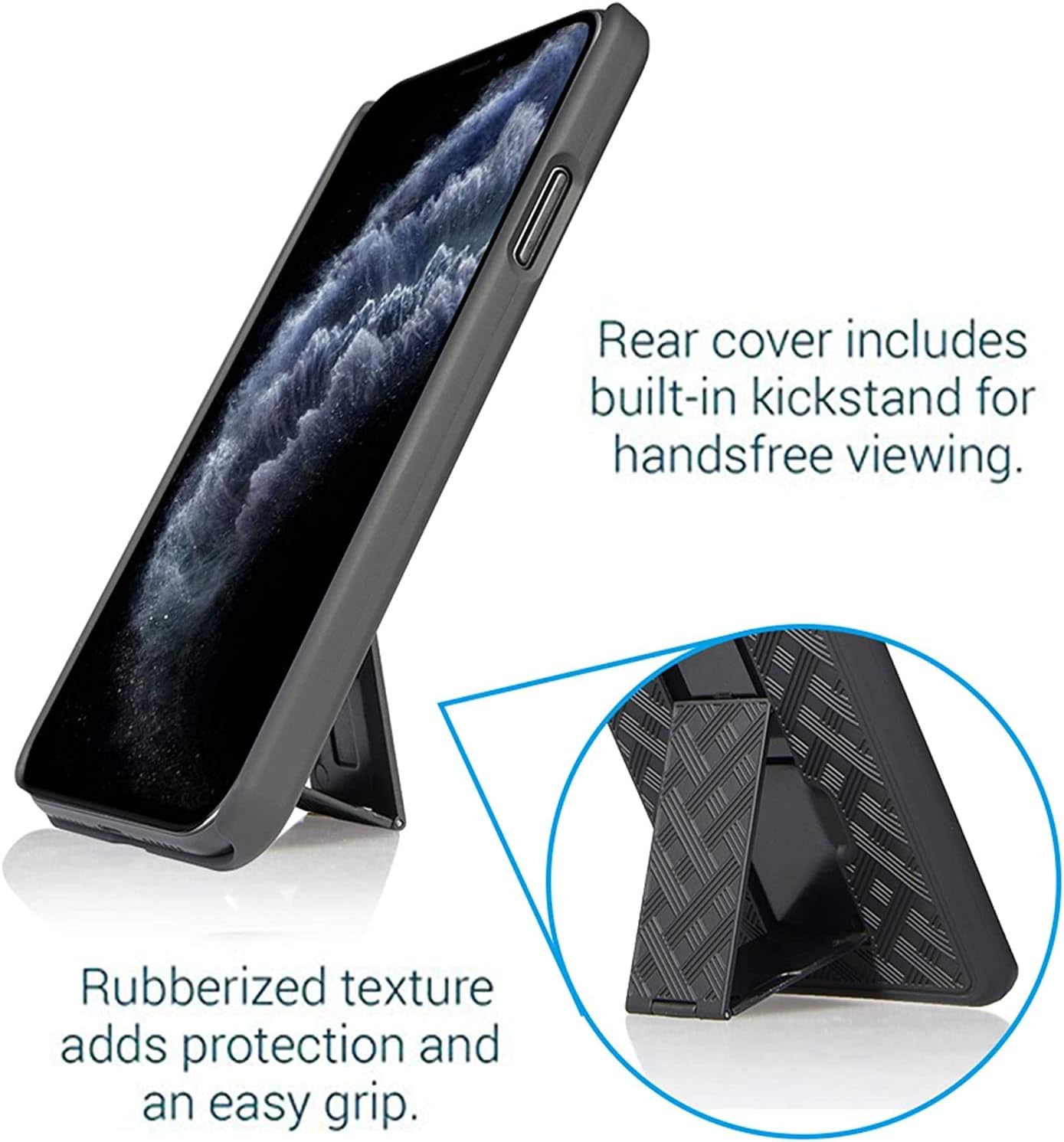 Aduro Combo Case & Holster for iPhone 11 Pro Max, Slim Shell & Swivel Belt Clip Holster, with Built-in Kickstand for Apple iPhone - Image 6