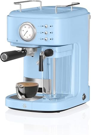 Amazon.com: Swan Retro - Cafetera espresso semiautomática, azul, 20 barras  de presión, vaporizador de espuma de leche, tanque de 1,7 l, estilo retro,  SK22150BLN : Hogar y Cocina