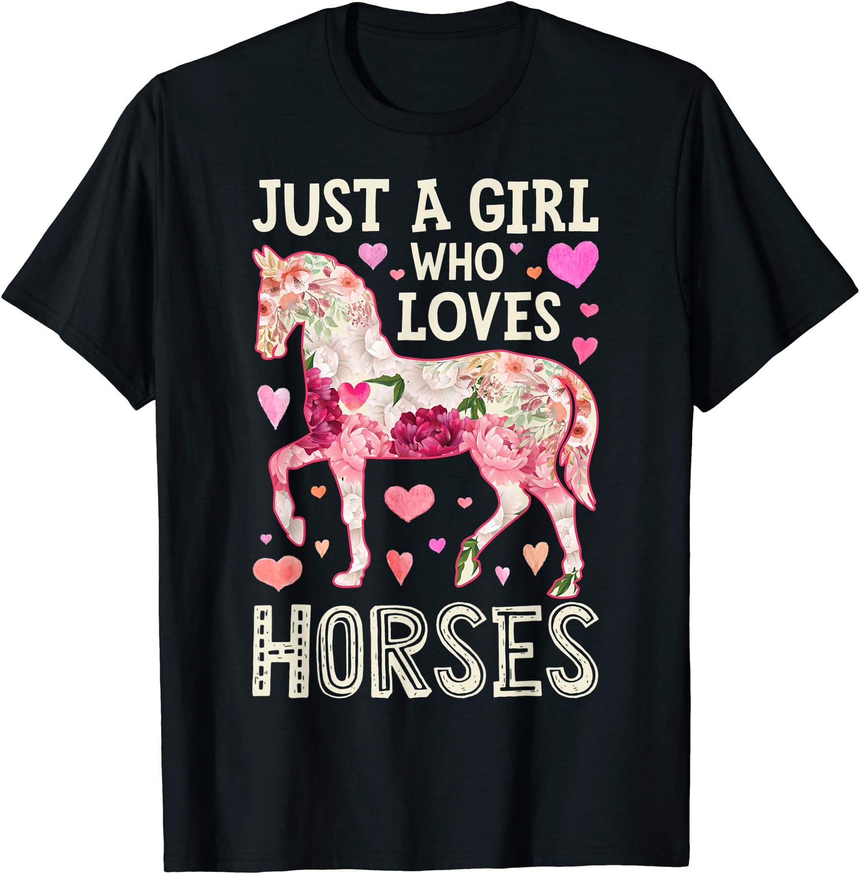 Horse Riding Equestrian CoHorse Just A Girl Who Loves Horseback Riding Farm Flower T-Shirt
