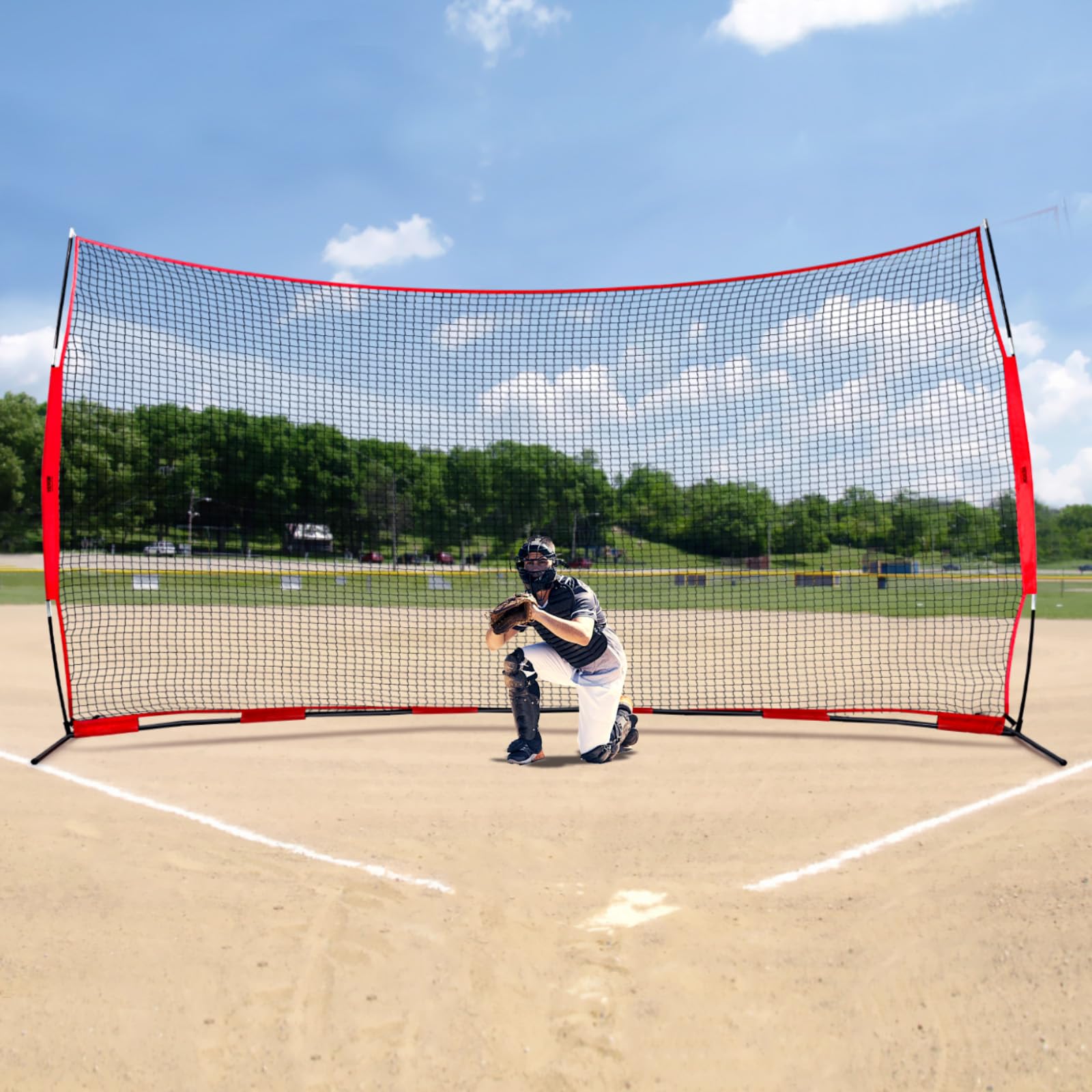 VEVOR Barricade Backstop Filet de Protection Portable avec Sac de Transport, écran de Protection pour Baseball, Softball, Lacrosse, Football, Hockey, pour arrière-Cour