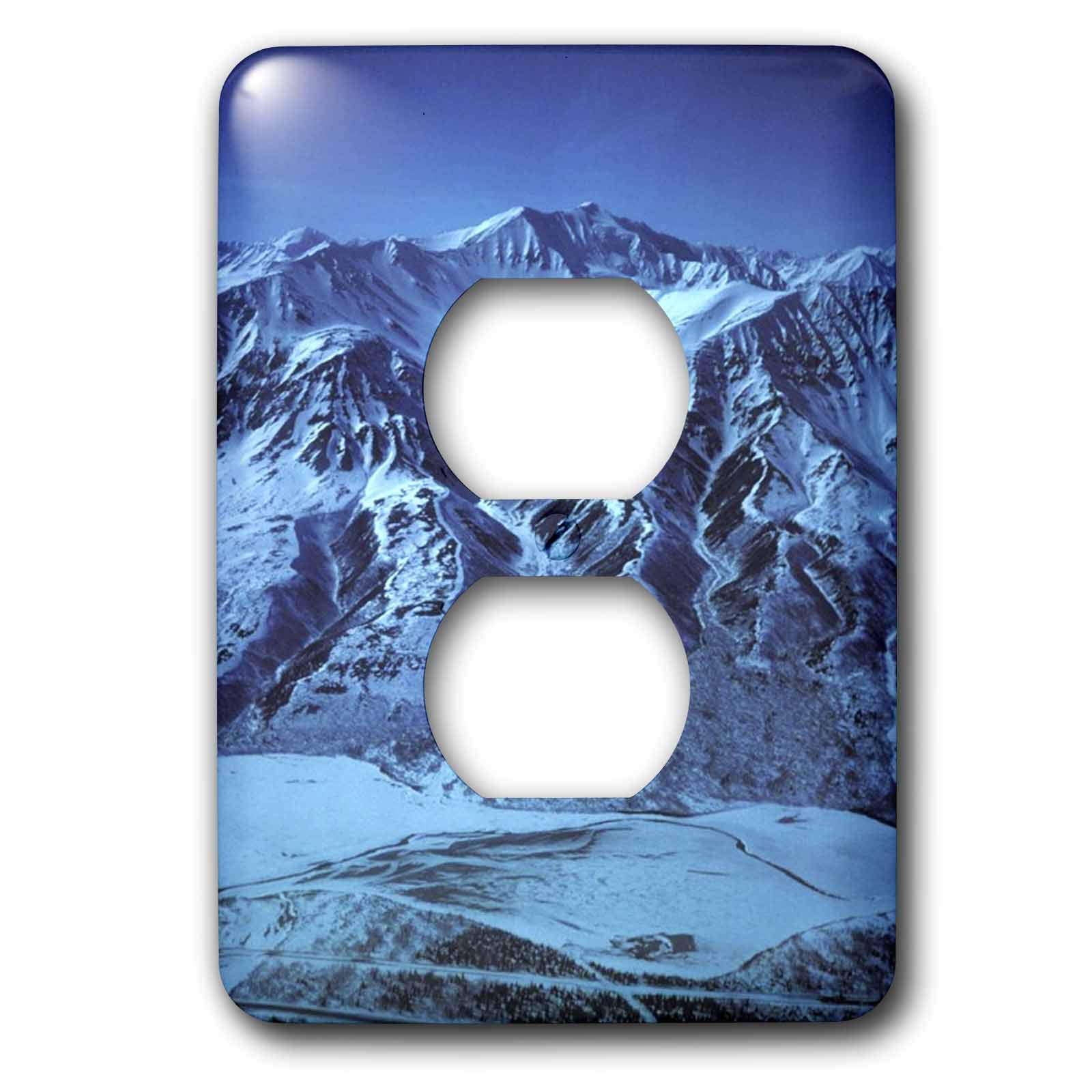 Plaque de prise 2 prises de courant motif montagnes enneigées 15,2 cm 3dRose LSP_41697