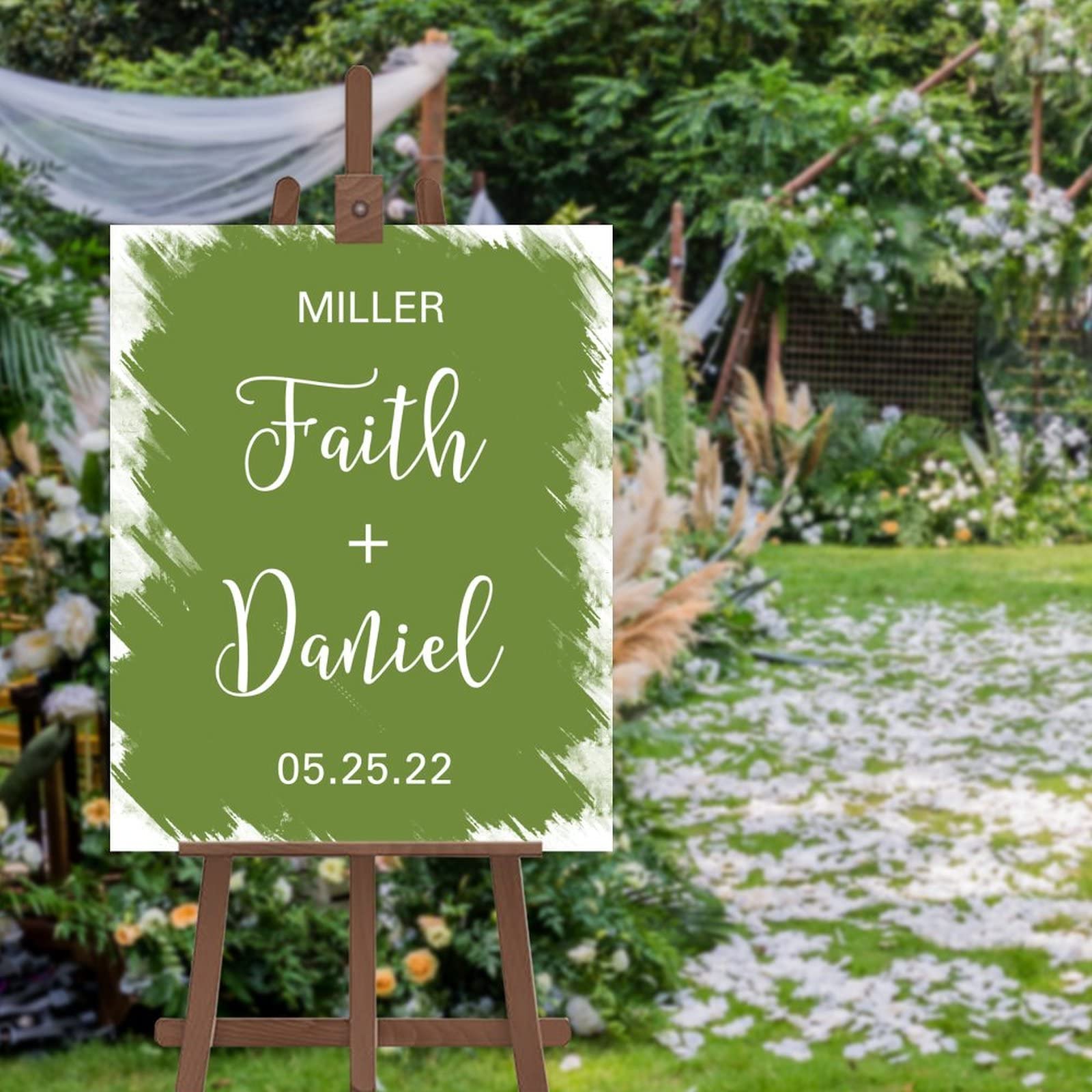 Panneau bienvenue mariage décoration de cour extérieure et salle de réception