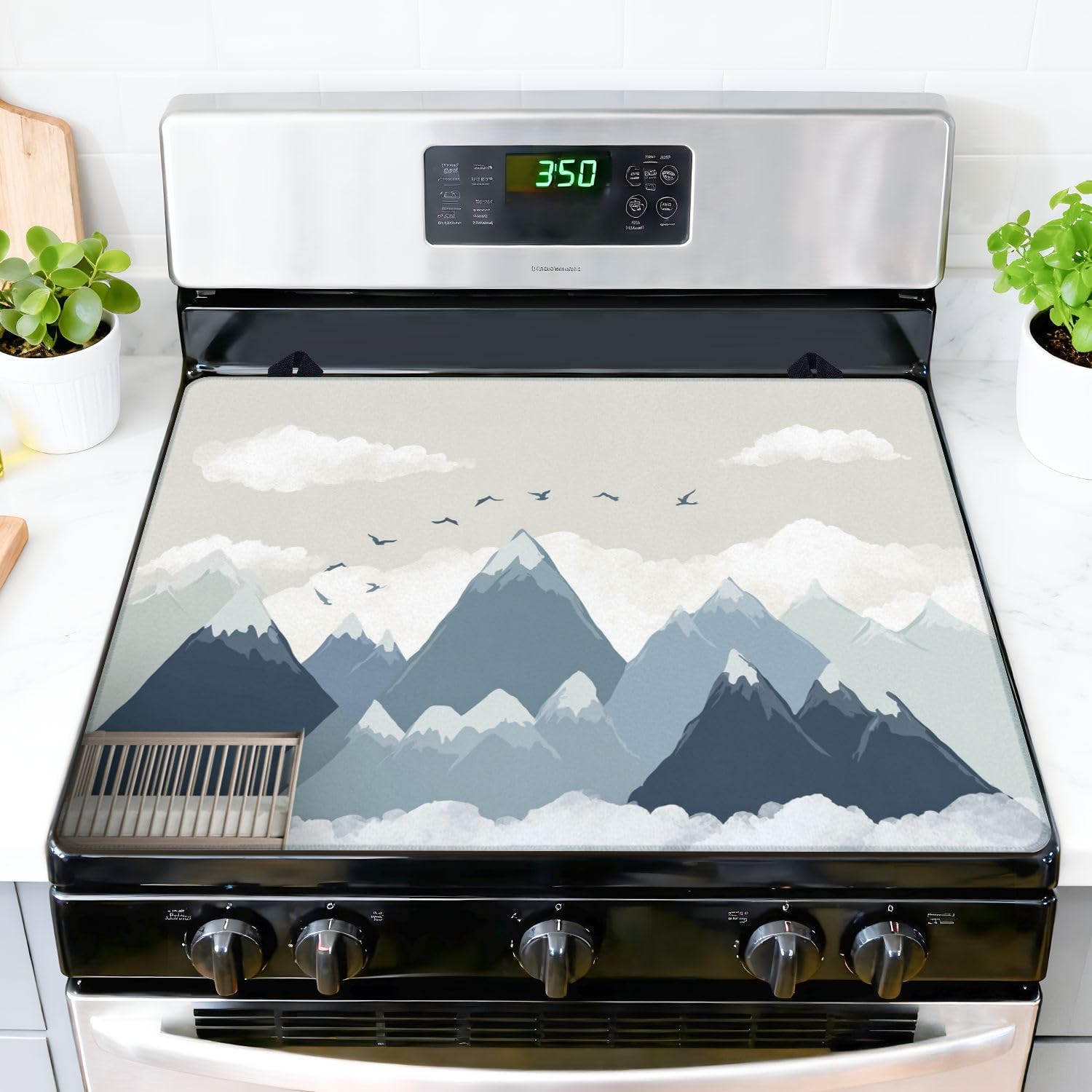 Stove Top Covers for Electric Stove Kids mountains nursery for kids room babies nursery Glass Cooktop Burner Covers Heat Resistant Protector Kitchen Decor Keep Stove Clean 28''x20''