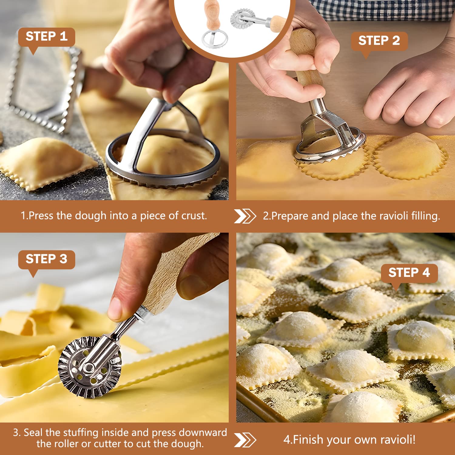 4 Stampi Ravioli Jolly Cook Stampini Panzerotti Forma Mezzaluna Plastica - Casalinghi Esposito
