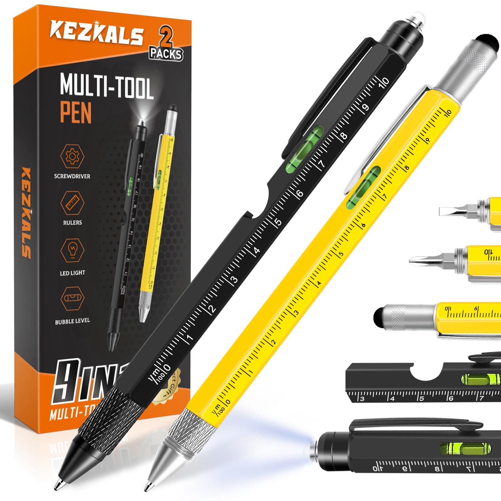 KEZKALS Valentines Day Gift for Him, 9 in 1 Multitool Pen Gifts for Men, Boyfriend Valentines Gifts for Him, Mens Valentines Day Gift, Mens Dad Gifts, Anniversary Birthday Gifts for Men, Cool Gadgets