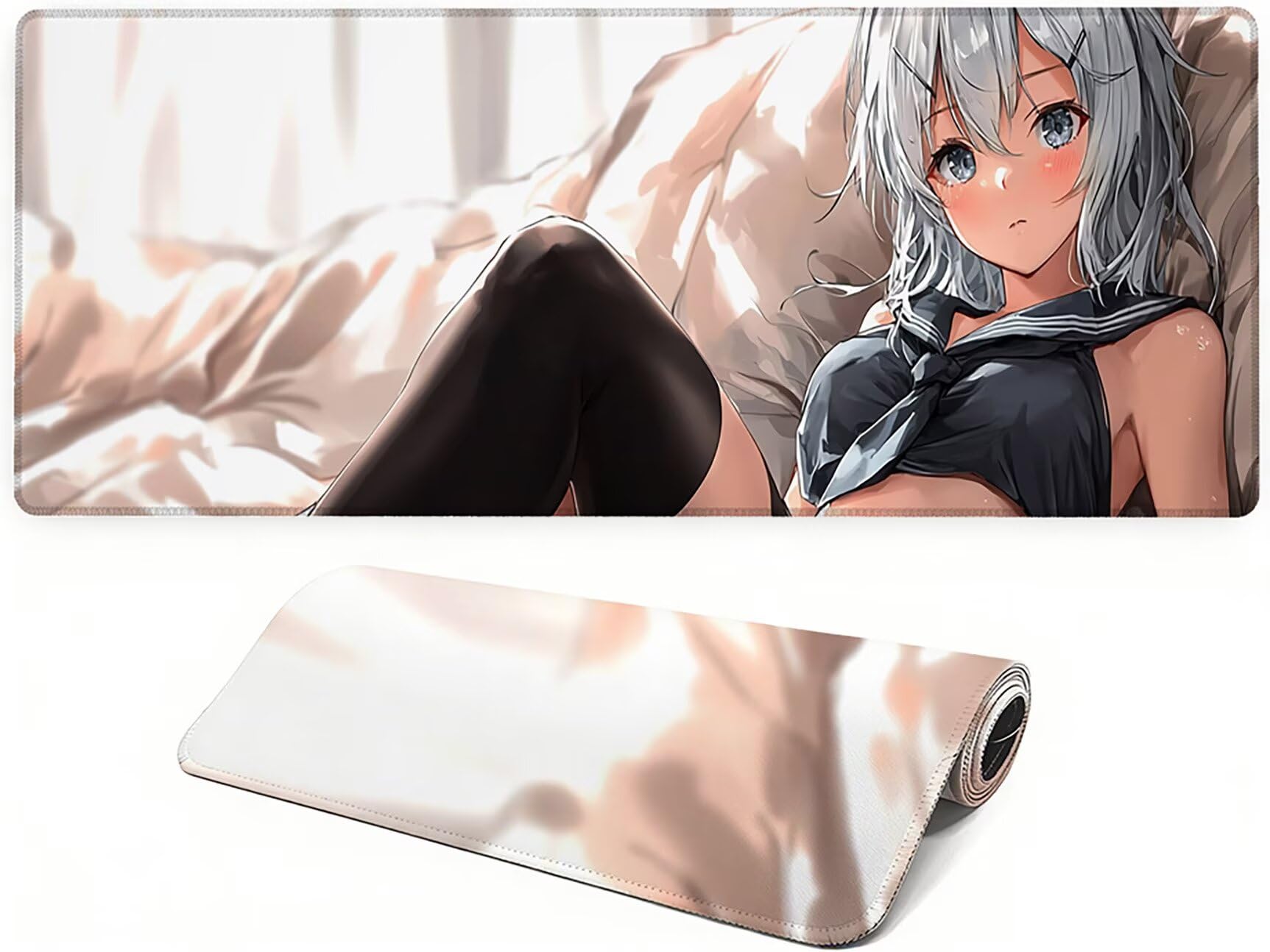 Lejnlnng Podkładka pod mysz do gier XXL, 160 x 80 cm, mata na biurko dla dziewczynek, wodoodporna podkładka pod mysz XL, antypoślizgowa gumowa podkładka pod mysz z przeszytymi krawędziami do biura, do