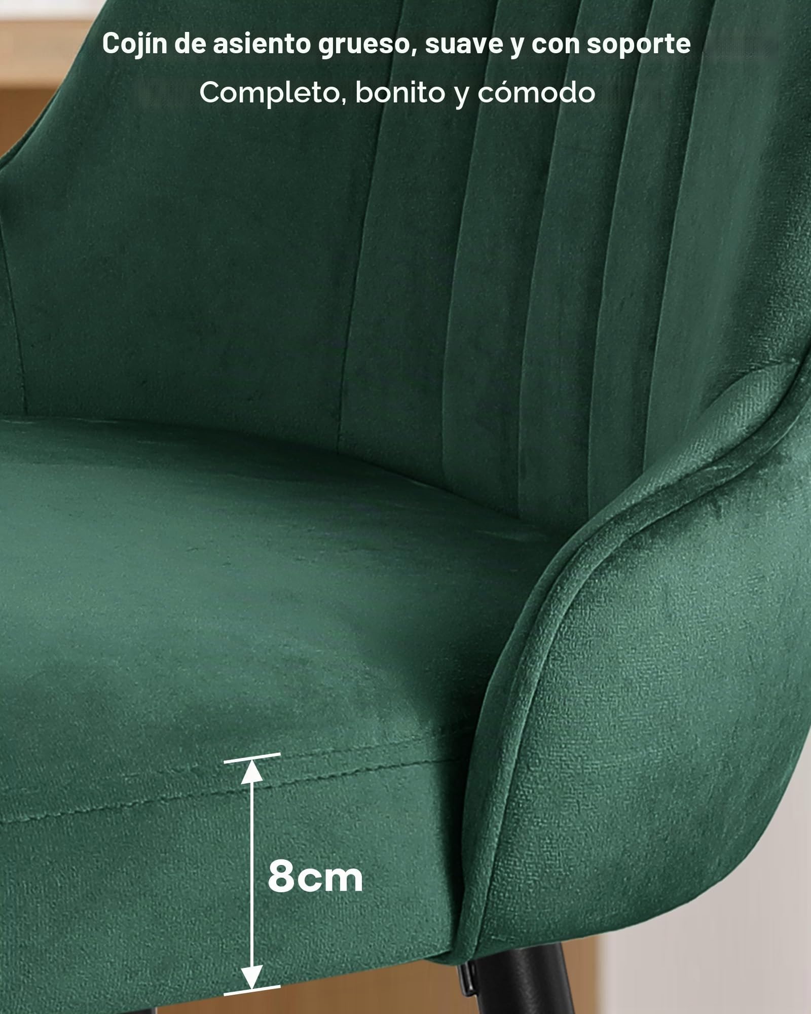 Bekrvio Juego de 2 taburetes de bar de terciopelo, Silla giratoria de 360°, Altura ajustable a 65 cm, Silla de bar tapizada con respaldo, Taburete de cocina moderno para cocina, mostrador, bar