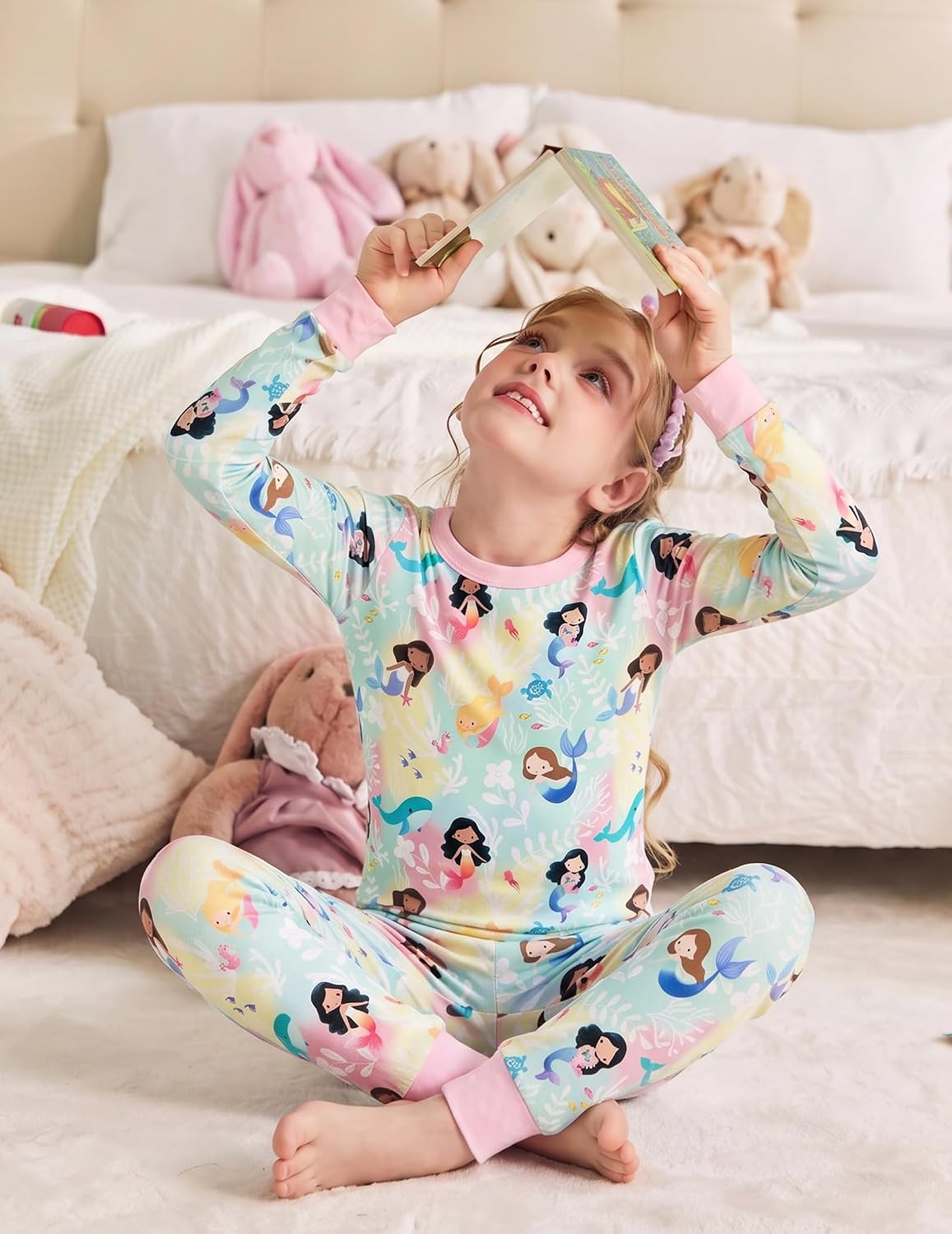 Arshiner Girls Pajamas Cute Snug Fit Long Sleeve Pjs Set Kids Sleepwear | 2-Piece Pajama Sets for Boys & Girls Soft Comfortable Loungewear Family Matching Pjs for Sleep and Cusual Time