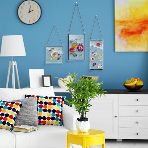 Miniatura 6 de Paquete de 9 marcos de vidrio negro para flores prensadas de 6 x 6, 6 x 8, 4 x 9 pulgadas, marco de fotos flotante de arte, marco de exhibición de