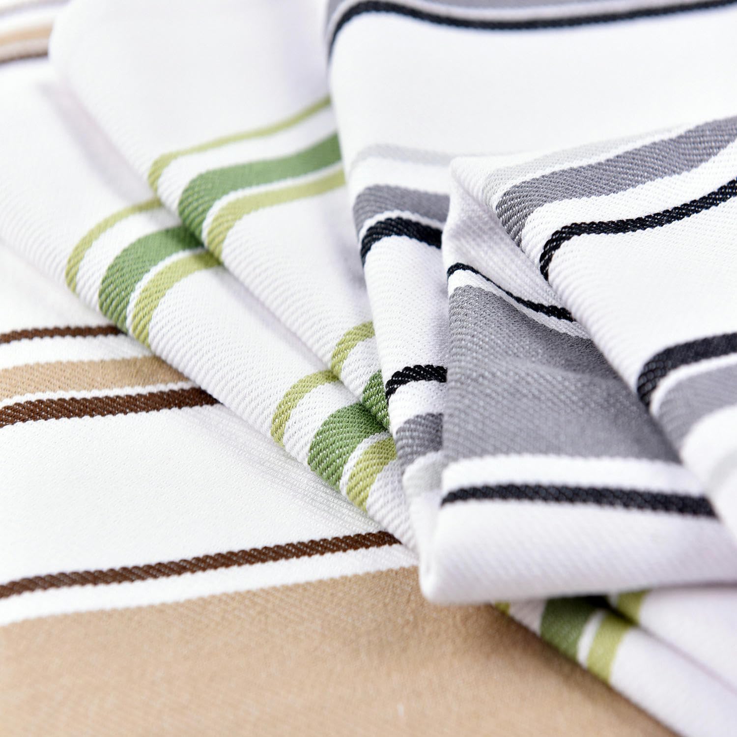 ANEIDA 52 * 80cm 6/12/24PCS Grüne Streifen Bedruckte quadratische Tischservietten aus 100% Baumwolle Matte Blockdruck-Baumwollservietten Waschbares bedrucktes blaugrünes Handtuch