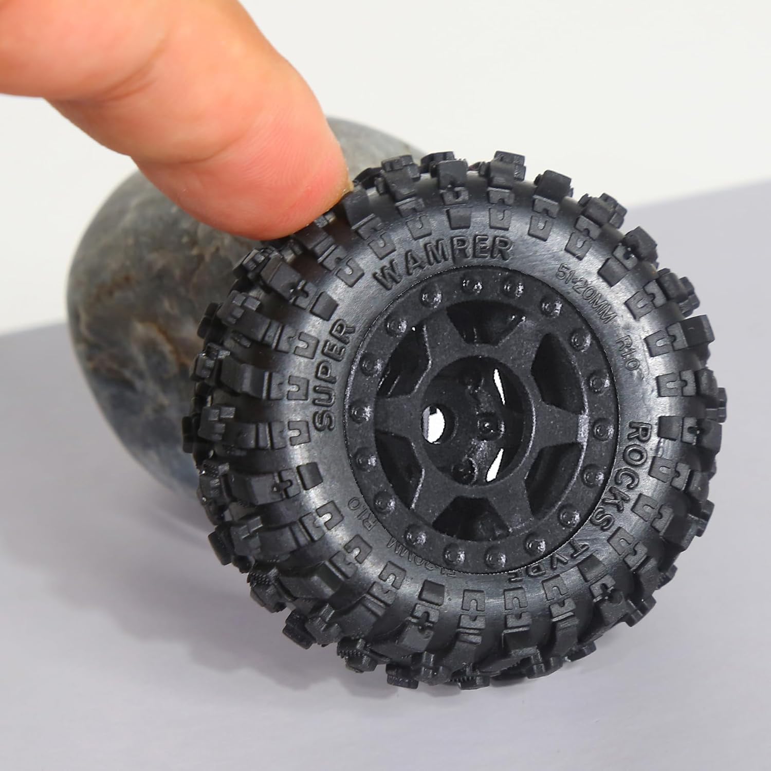 1.0 Beadlock Wheels and Tires（4pcs） 1.0 Crawler Tires OD 51 * 20mm Plastics 1.0 Wheel 1/18 1/24 RC Crawler Tires for SCX24 TRX4M FMS FCX24 FCX18 AX24 (at)