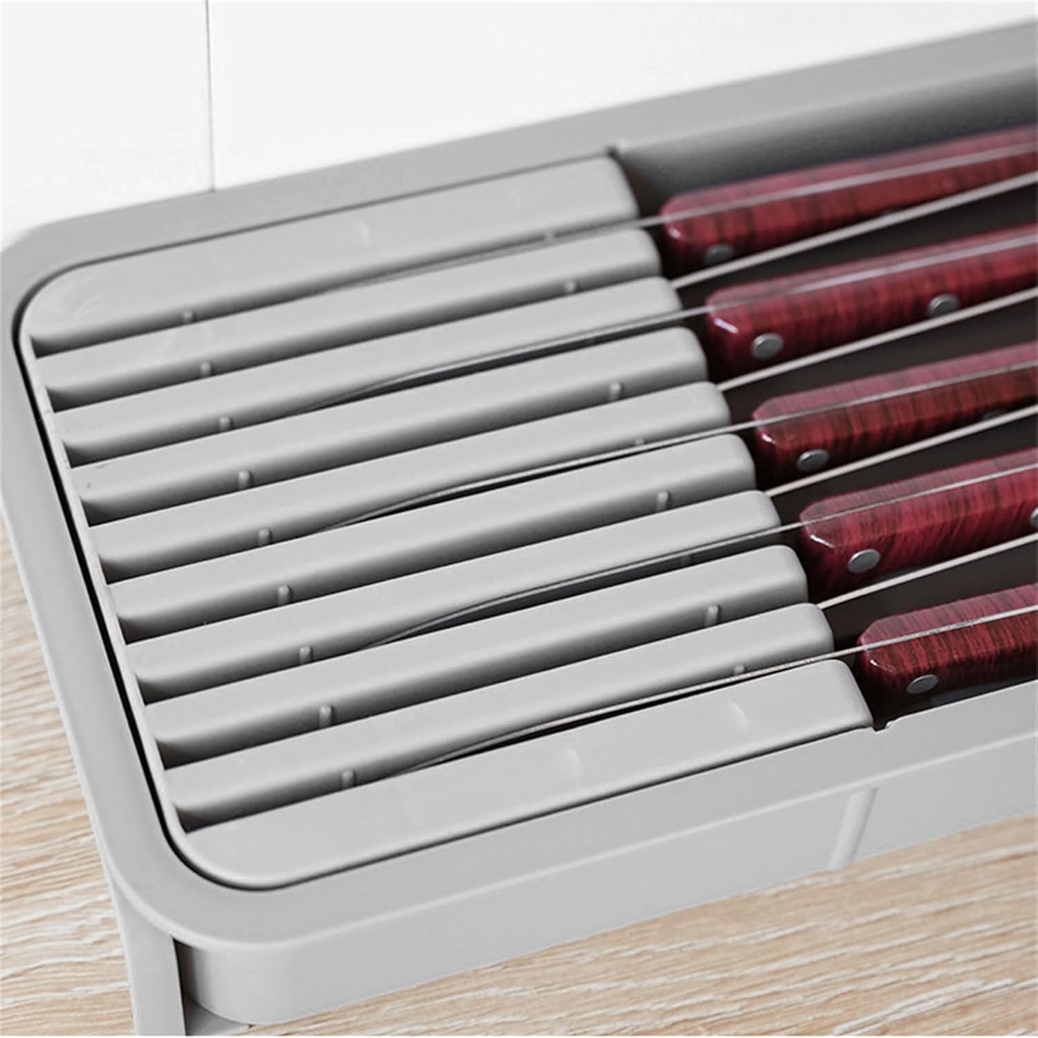 Drawer Organizer Horizontal Knife Block for Neat Kitchen 2Tier Holder Space Saving Storage Box Durable Tool Knife Drawer Organizer