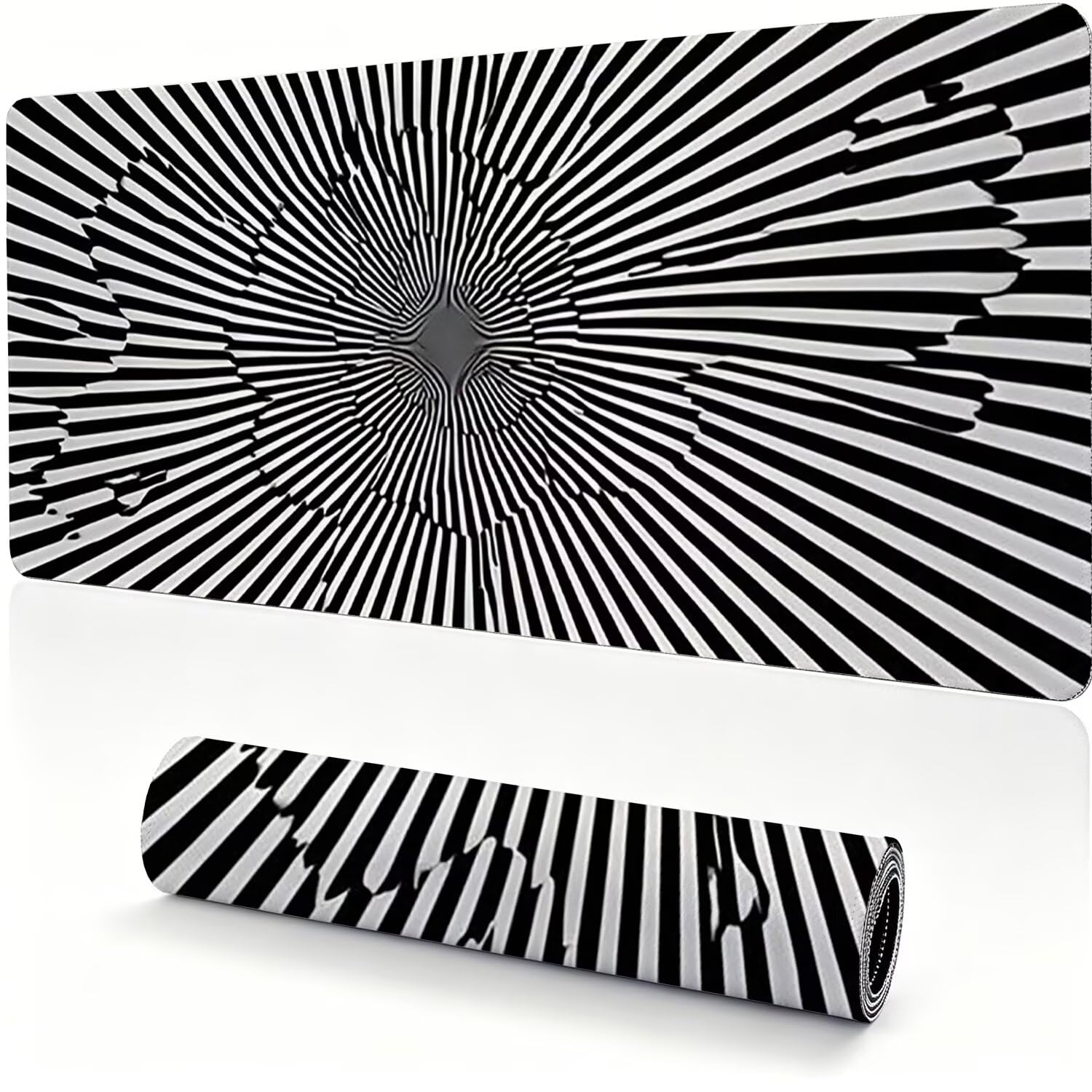 Tappetino Mouse Gaming XXL, 1200x600x4mm bianco nero astratto 0x0-211 | Tappetino Scrivania con Base in Gomma Antiscivolo Bordi Cuciti per Computer, PC, Migliora la Precisione e la Velocità
