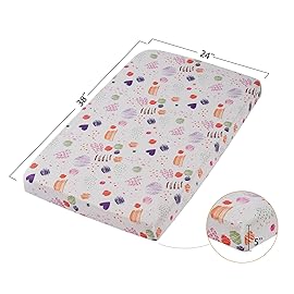 TILLYOU Mini Crib Sheets Fitted 2 Pack, Pack and Play Sheets for Toddler Mattress, Soft and Breathable 38x 24 Pack n Play Mattresses Cover, Animal Graffiti & dot Printing