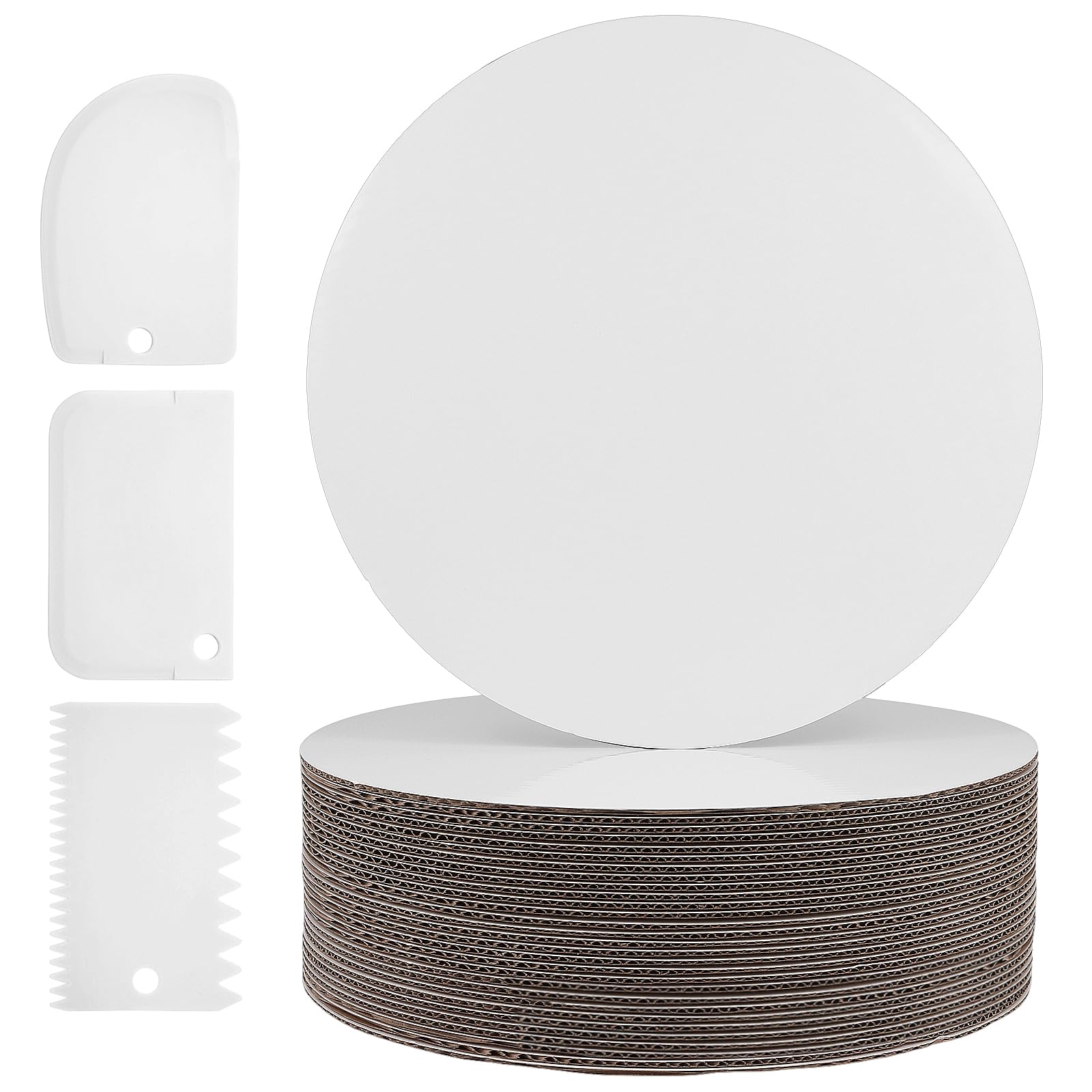 Cake boards 30 cm ronds blancs : lot de 30 supports à gâteau de 3 mm