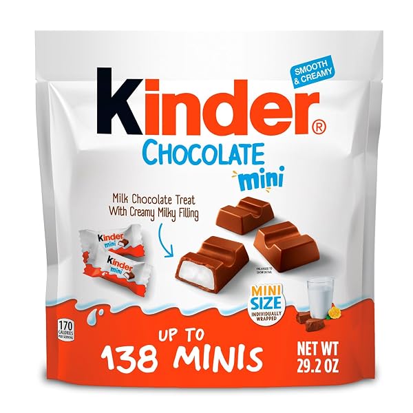 Title: Kinder Chocolate 138 Count Minis Bag - Milk Chocolate Treat with Creamy Milky Filling - Individually Wrapped, Per