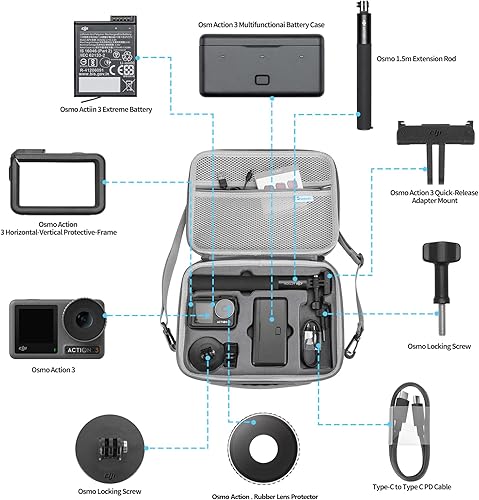 Miniatura 3 de Skyreat Osmo Action 5 Pro - Funda portátil de piel sintética para DJI Osmo Action 5/4/3 Adventure Combo Accesorios