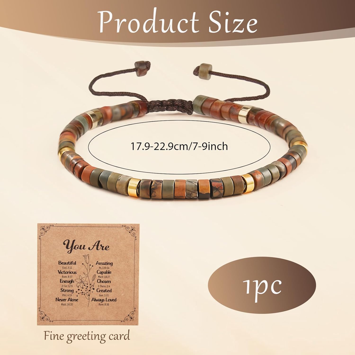 Inspirational Gifts Bracelets for Adults Women Encouraging Motivational Natural Stone Bracelet with Message Card Gift for Women Best Friends - Image 2