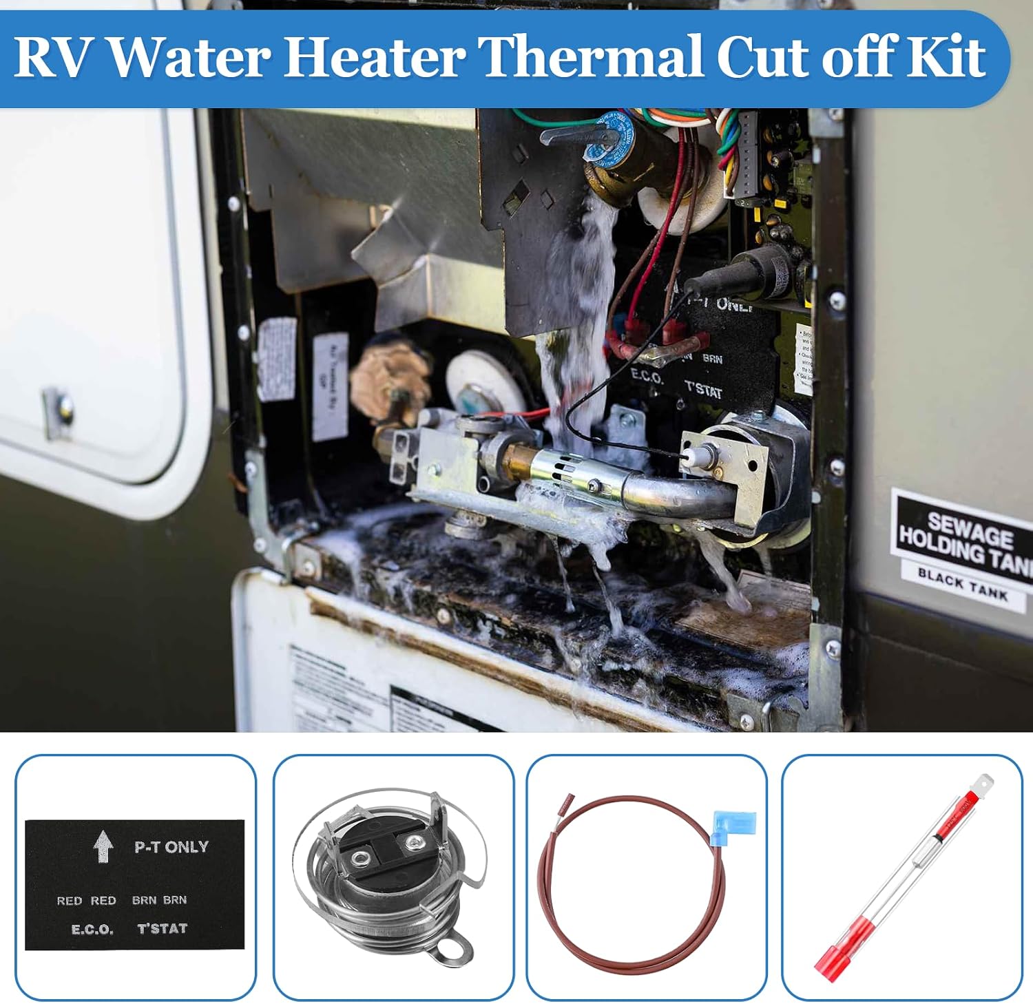 RV Water Heater Thermal Cutoff Kit with ECO Thermostat Assembly, Replacement for Atwood 93866 91447, Compatible with Atwood GC6AA-10E & Dometic Models (2-Pack)