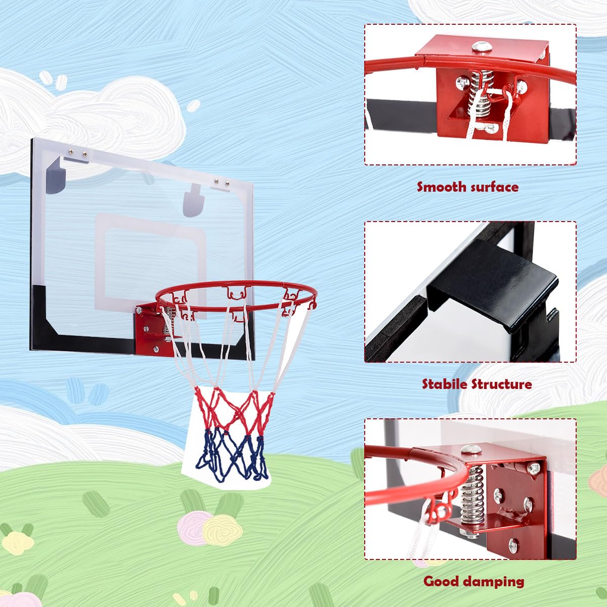 Panier De Basket Mural LIFEZEAL - 46x30,5 Cm, Anneau 23,5 Cm, Avec Ballon Et Pompe, Pour Enfants Et Adultes