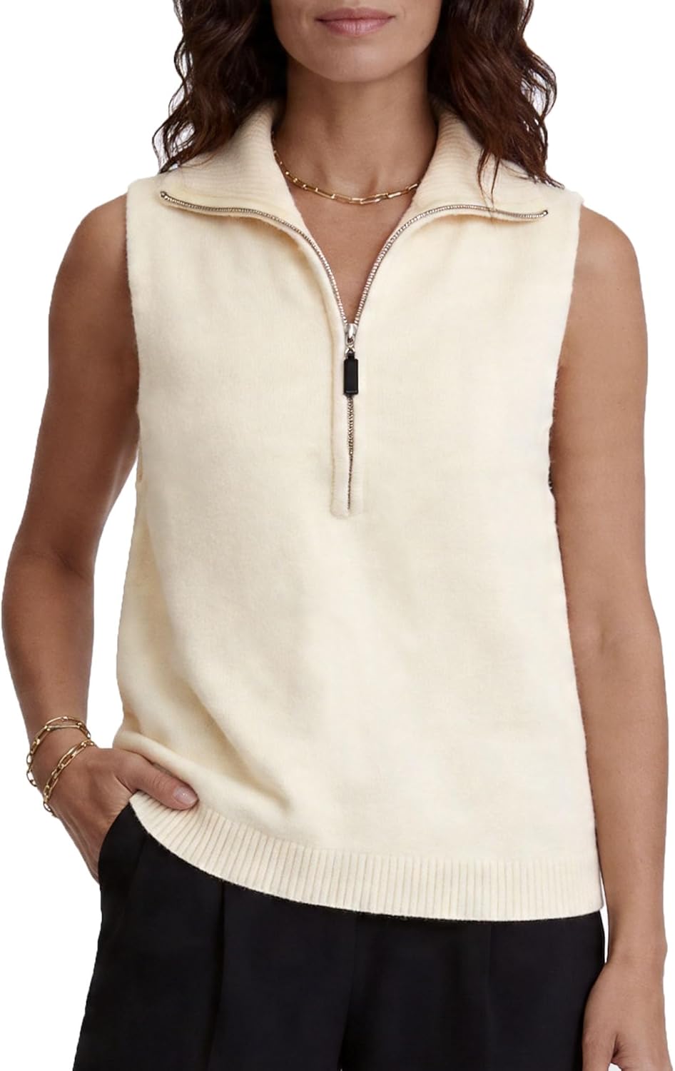 LEO'VASE 2025 Soft Knit Tank Tops for Women - Classic Sweater Vest, Warm Half Zip Sweater, Versatile Layering Top