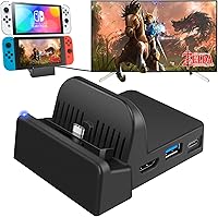 Vista 1 de Switch Dock para Nintendo Switch, estación de acoplamiento portátil Nintendo Switch para TV con puertos de carga HDMI 4K, USB 3.0USB-C, repuesto