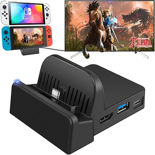 Switch Dock para Nintendo Switch, estación de acoplamiento portátil Nintendo Switch para TV con puertos de carga HDMI 4K, USB 3.0USB-C, repuesto