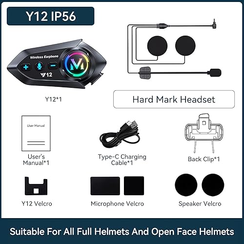 Miniatura 9 de Altavoces Bluetooth para casco de motocicleta, IP56, ruido inteligente, Bluetooth 5.4, cascos de sonido de alta fidelidad, compatible con todos los