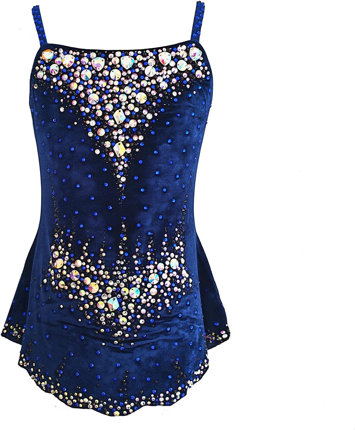 Girls Rhythmic Gymnastics Leotards Navy Sleeveless Dance Leotard for Girls Sparkly Practice and Performance Wear