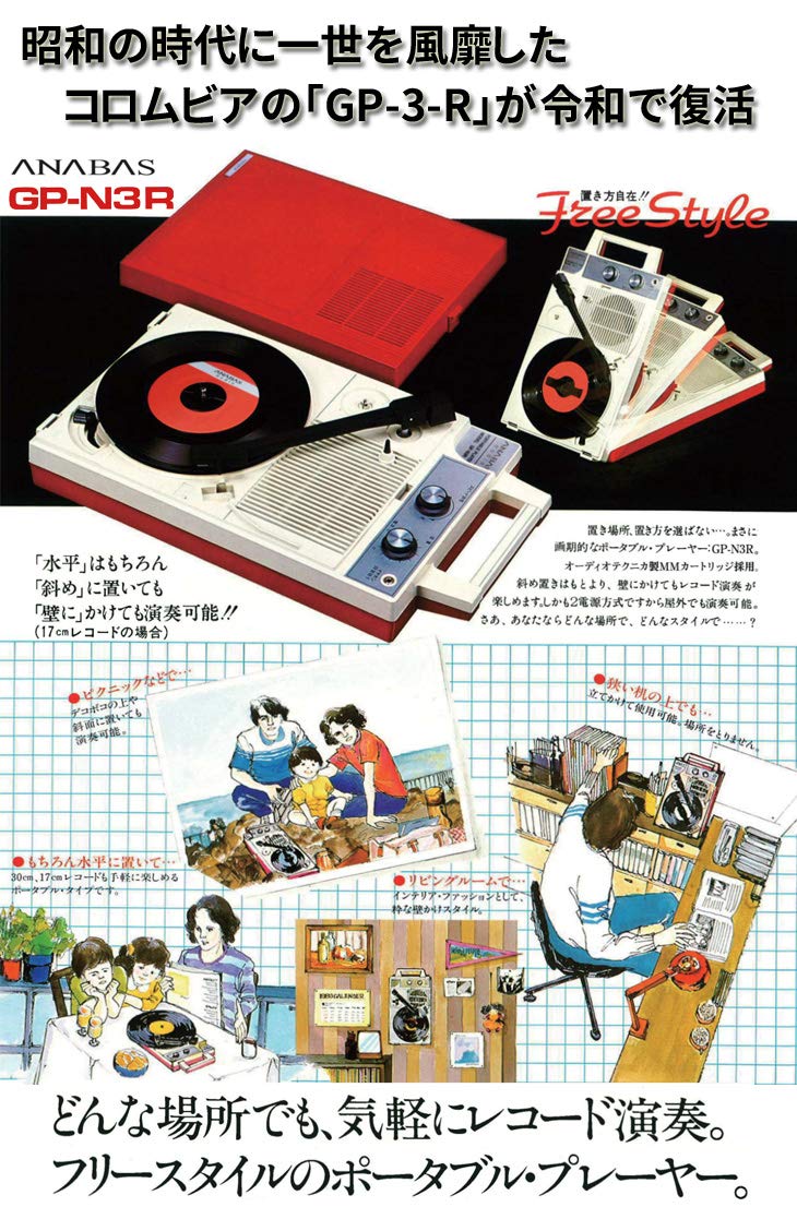 Amazon.co.jp: ANABAS ポータブルレコードプレーヤー GP-N3R 