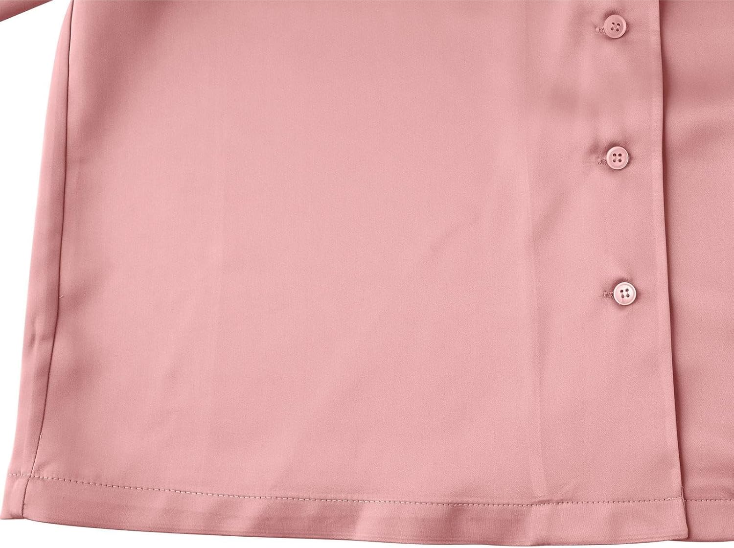 2 Piece Women Satin Pajamas Set, Silky Comfy Button Down Casual Loungewear Long Sleeve Loose Sleepwear Matching Pants Pink