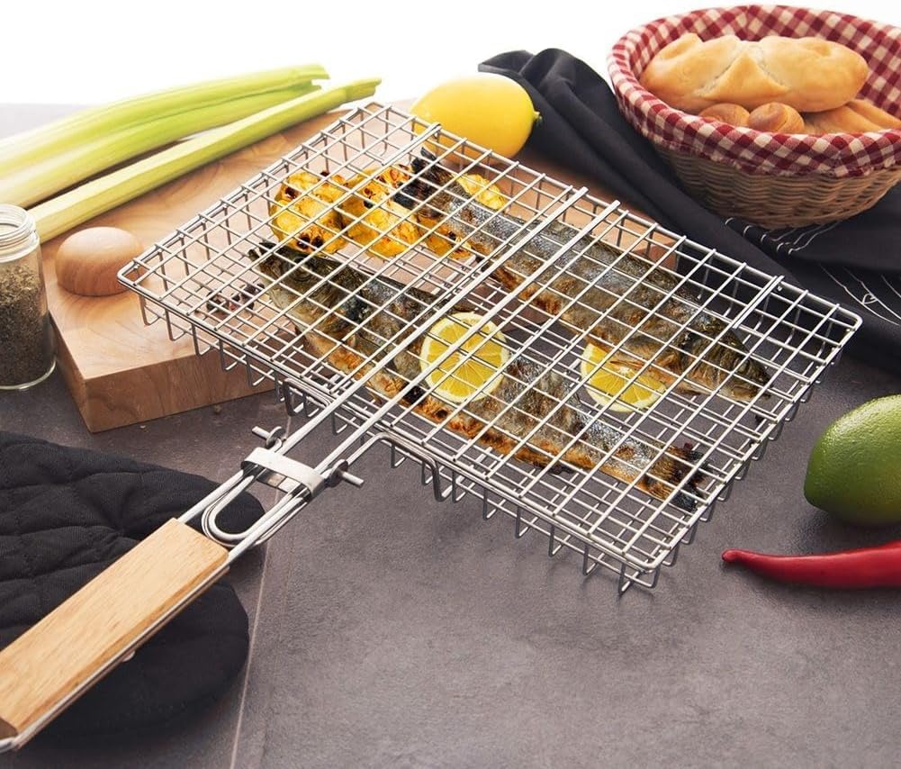 orion group Panier de gril grille de gril grille de barbecue en métal 32 x 49 cm