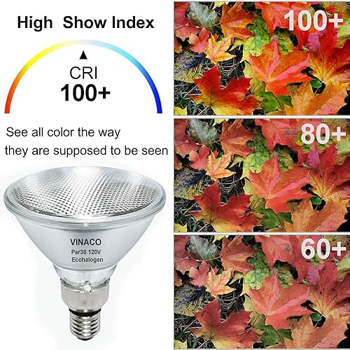 Miniatura 5 de Vinaco PAR38 - Luz de inundación halógena PAR38, 4 unidades, regulable, 150 W, 120 V, alto brillo 2400 lm, bombilla PAR38 con base E26, 2800 K,