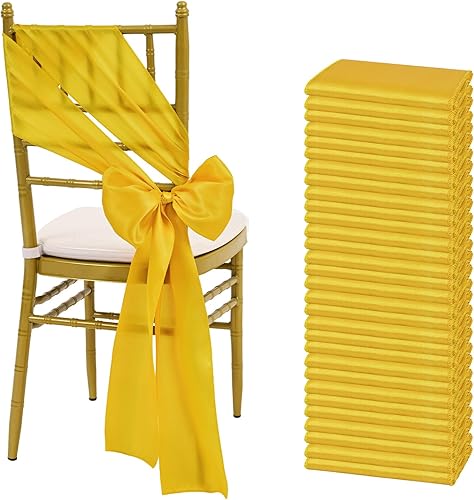 Miniatura 12 de fani 60 cintas de satén negras de 7 x 108 pulgadas para silla, fundas universales para silla, bodas, fiestas de cumpleaños, celebraciones, hoteles