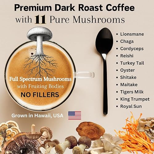 Miniatura 2 de OhmYes 11 café de hongos + cacao  Mezcla orgánica de superalimentos con 11 hongos funcionales melena de león, reishi, chaga, cordyceps y teobromina