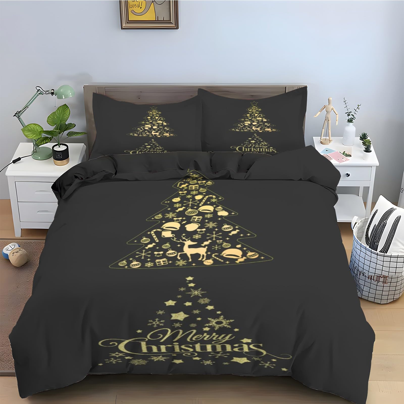 Housse de Couette 220x240 Arbre De Noël Idée Cadeau de Literie