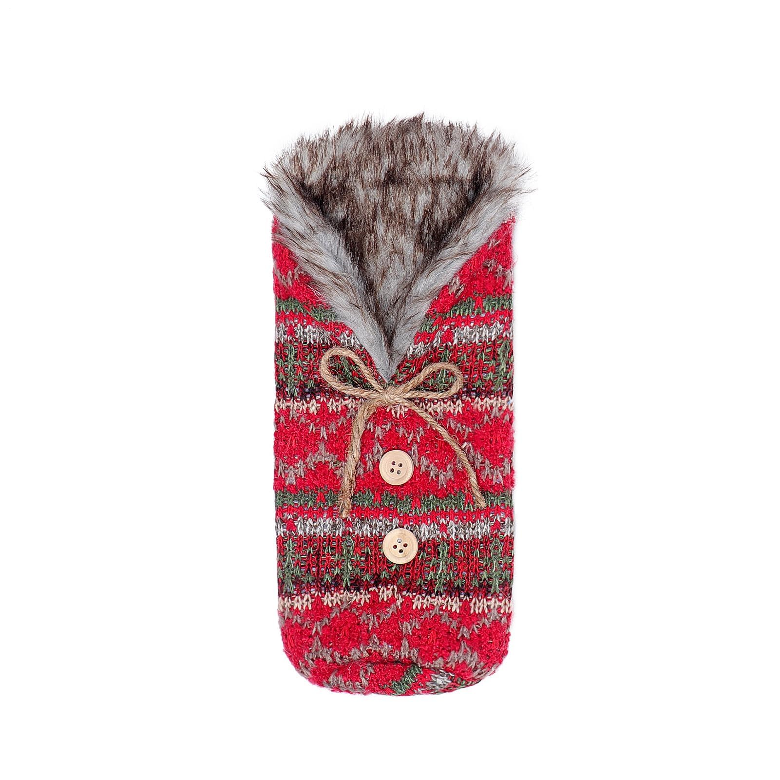 Muiltvoe Christmas Wine Bottle Cover - Knitting Holder Protection - Festival Wine Bottle Safety Bag | for Family Friends Holiday Living Room Kitchen Home Bar Shop
