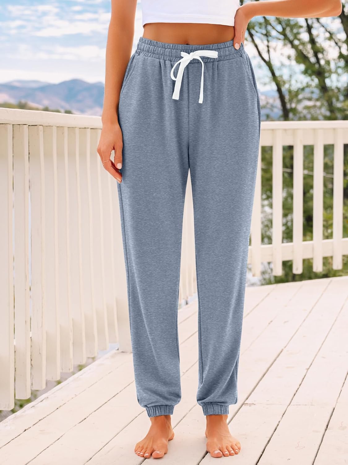 AUTOMET Women's High Waisted Lounge Sweatpants Jogger Pants with Pockets