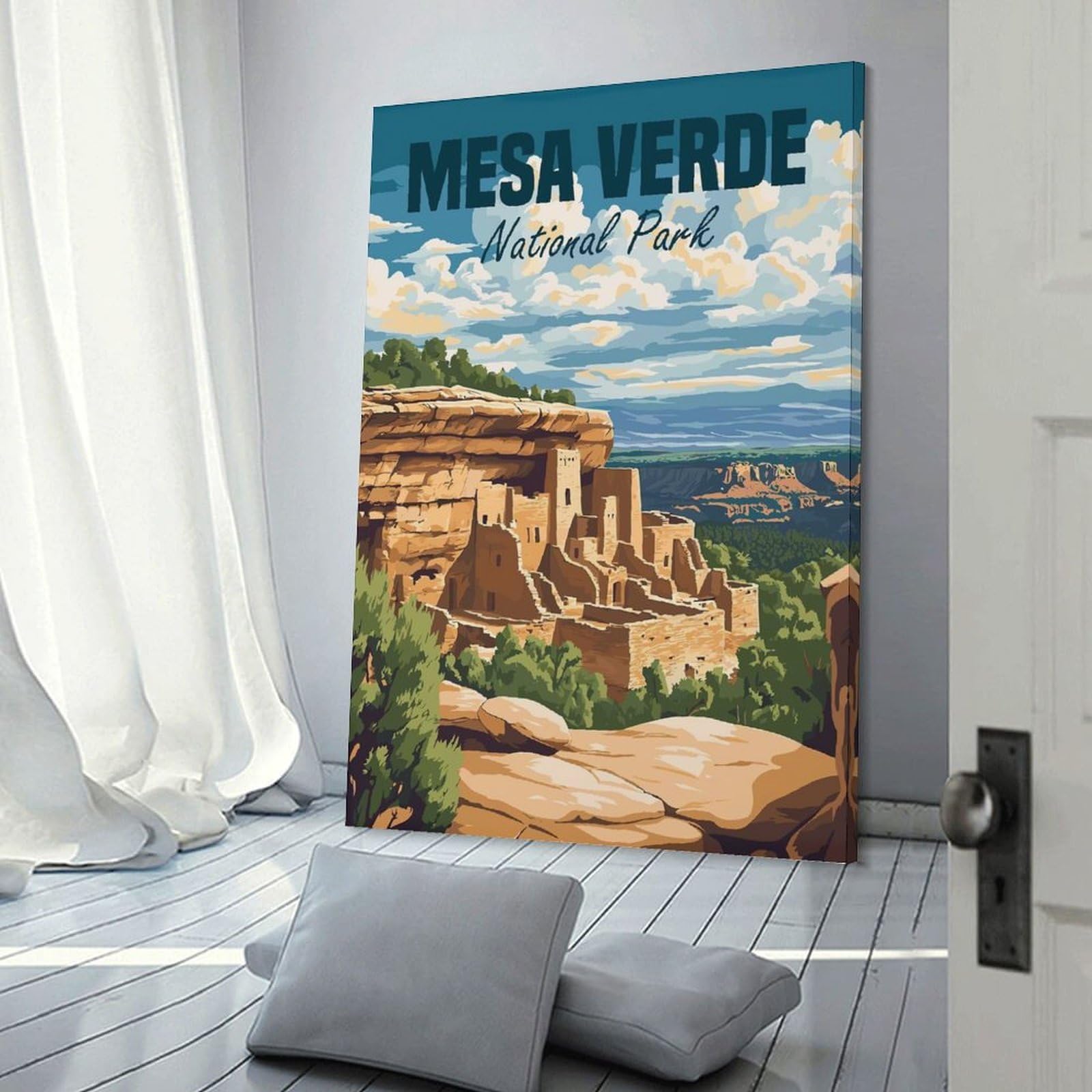 Junmoney Mesa Verde National Park Canvas Art Print, 16x24inch(40x60cm), for Hallway, Bedroom Or Modern Interiors, A Wall Art Gift for Fresh Interiors