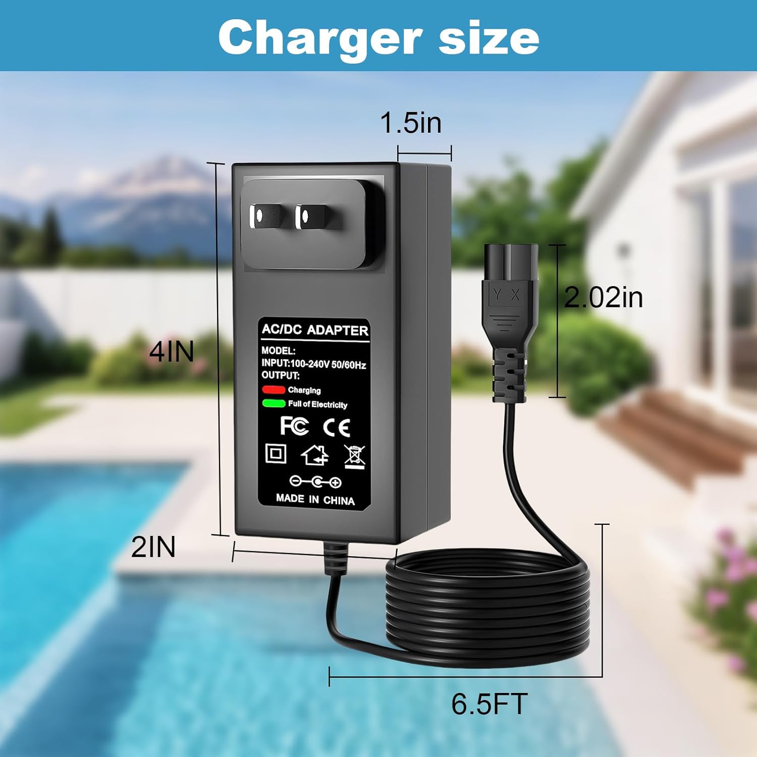 25.2V Charger for WYBOT Robotic Pool Vacuum Cleaner Compatible with Wybot C1 OS7010C Cordless Pool Vacuum Cleaner Power Adapter Cord