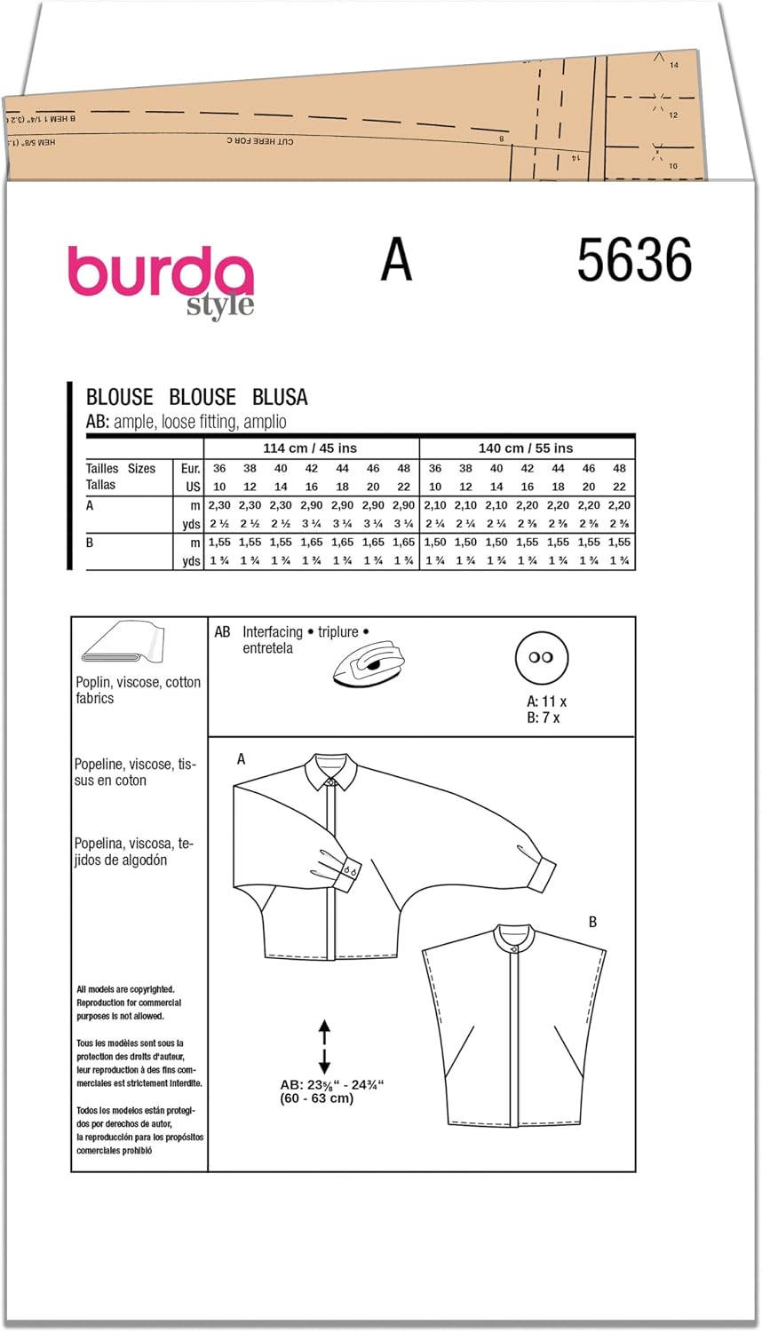 Burda Style 5636 Sewing Pattern for Misses Blouse
