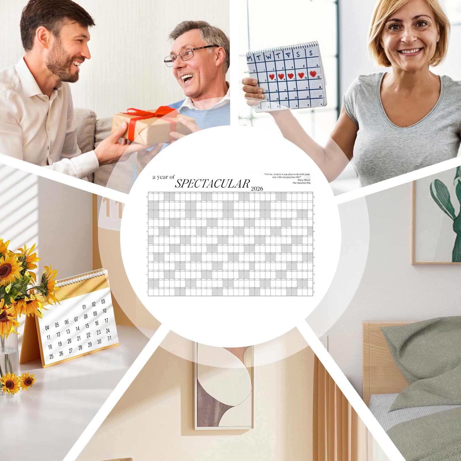 Planificador anual de pared, planificador de pared 2026, tamaño 365 días, calendario con rotuladores limpiables, notas adhesivas, calendario anual claro