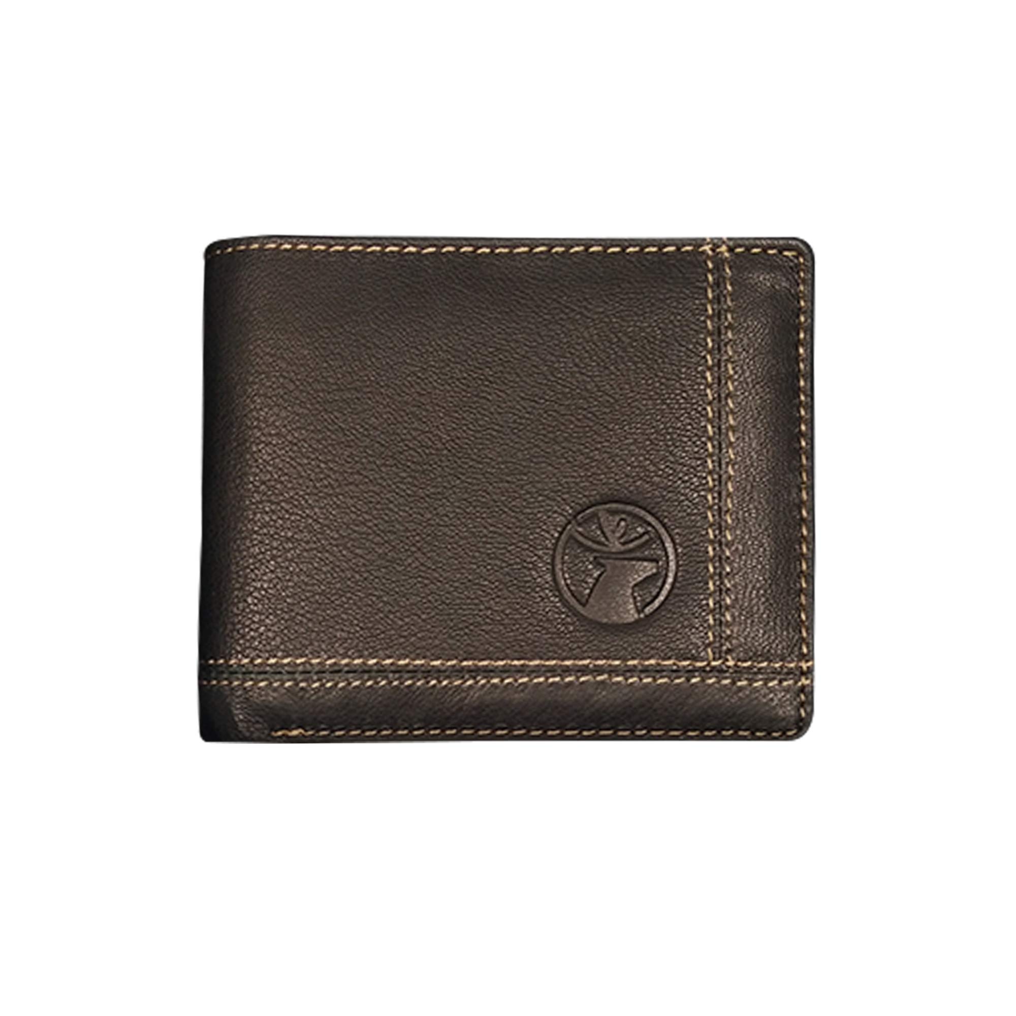 FINEPELTS RFID Blocking Men Genuine Leather Bifold Wallet Slim Front Pocket Formal Wallet for Men