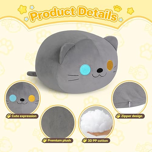 Miniatura 4 de Officygnet Juguete de peluche de gato, almohada de animal de peluche suave, lindo juguete de peluche de gato, juguetes de peluche de gato kawaii