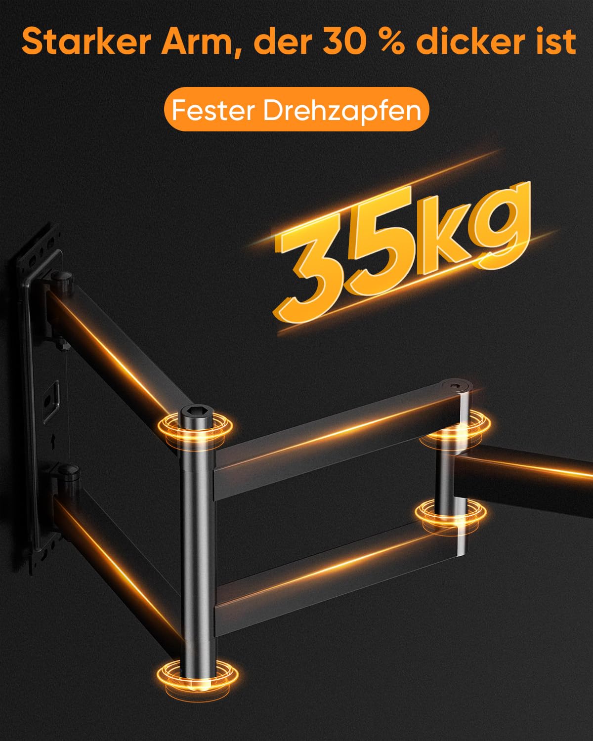 FORGING MOUNT TV Wandhalterung mit 1035mm Extra langem arm 26–65 Zoll TVs, Fernseher Halterung 180°drehbar,Neigbar,Vollbewegliche TV Halterung, MAX VESA 400 x400mm up to 35KG