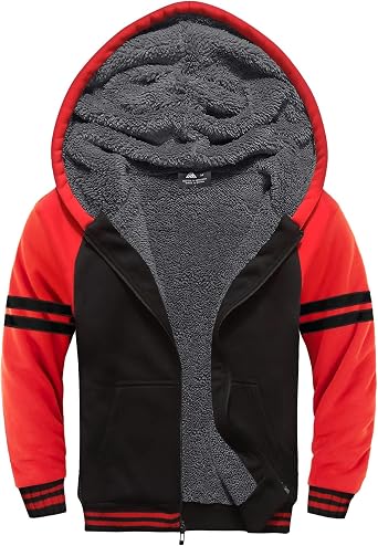 ZITY Boys Hoodie Kids Fleece Sherpa Lined Jacket Youth Zip Up Heavyweight Hooded Sweatshirt Teen Winter Warm Coat