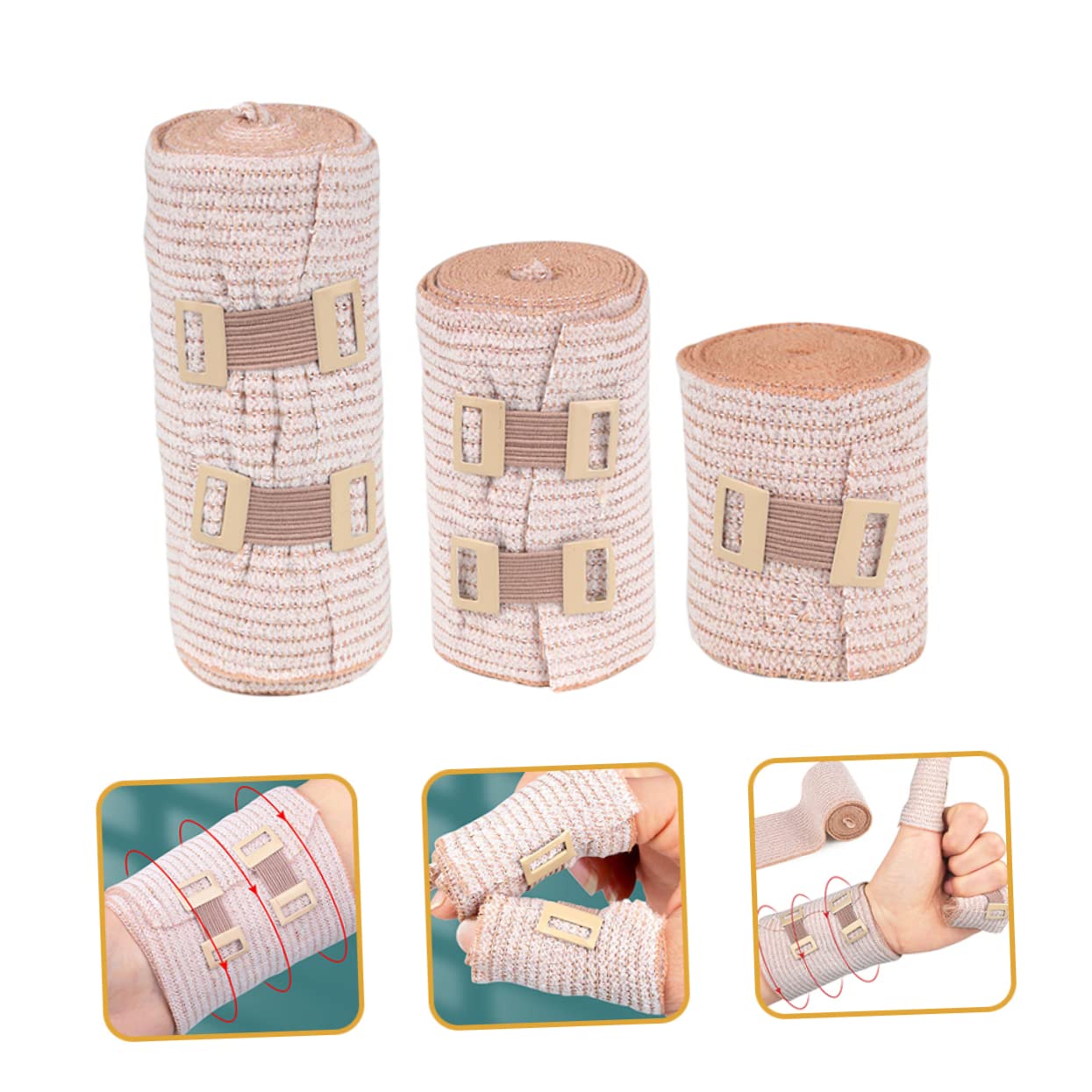 HOMOCONO 3pcs for Wounds Sports Tape Compression Leg Wraps Paper Tape Compression Wraps for Legs Tape Calf Aluminum Buckle