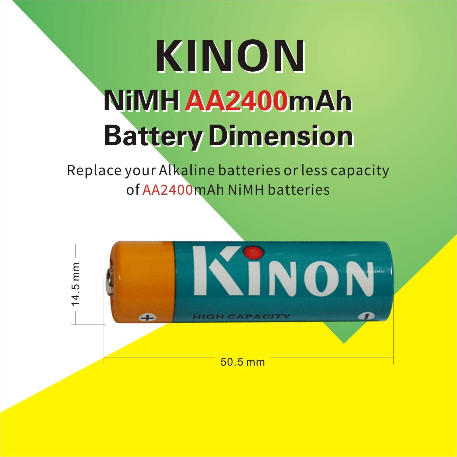 Kinon AA Rechargeable Batteries Ni-Mh 1.2V 2400mAh (8 Pieces) for Digital Camera Gaming Controller Electric Shaver Toothbrush Flashlight : Video Games